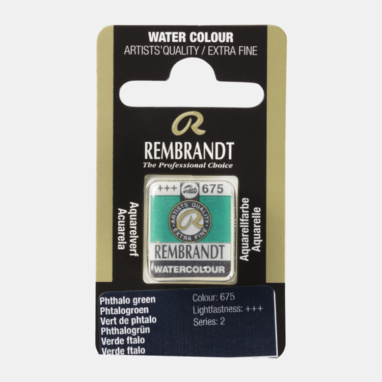 Rembrandt 675 aquarel napje - phtalo groen