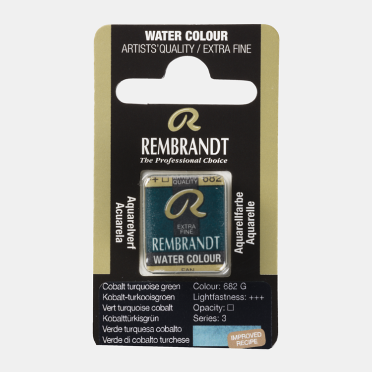 Rembrandt 682 aquarel napje - kobalt turkooisgroen