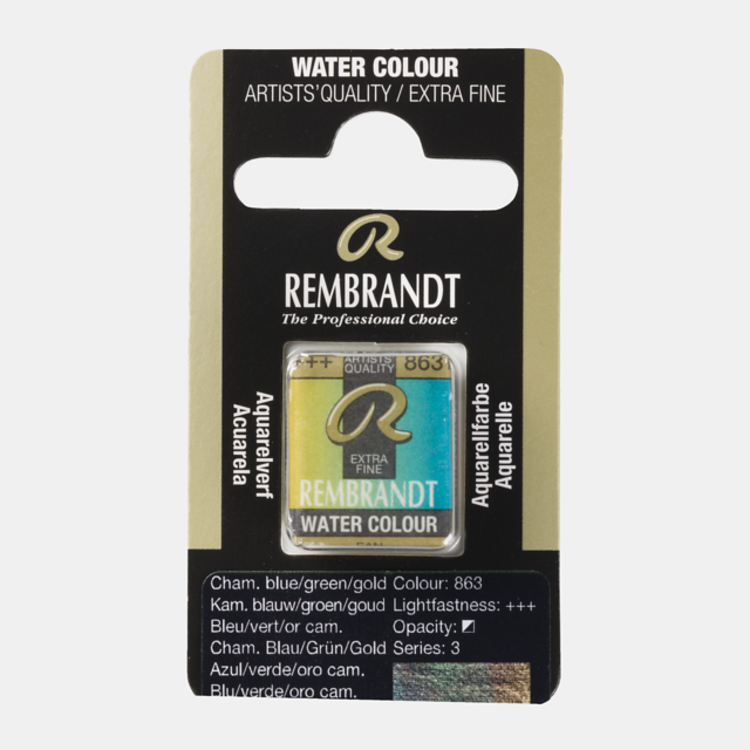 Rembrandt 863 aquarel napje - kameleon blauw groen goud
