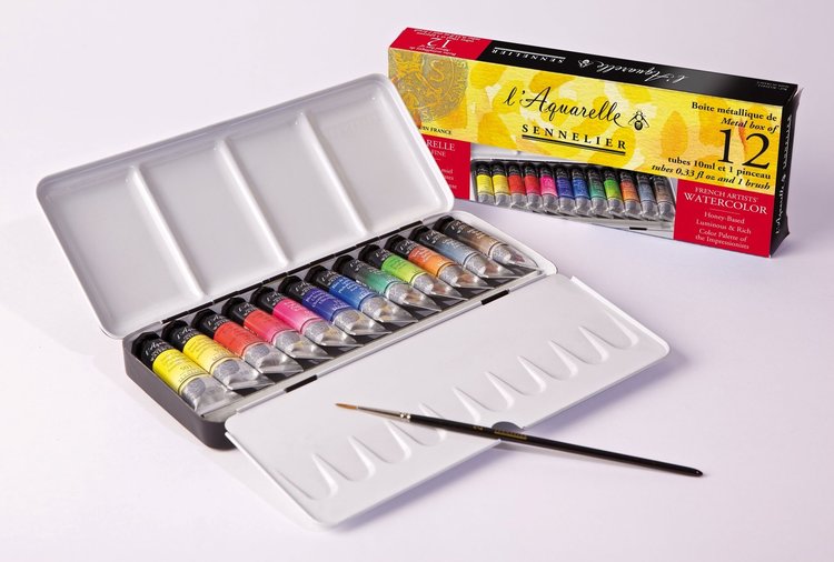Sennelier aquarelverf blik 12 tubes 10ml