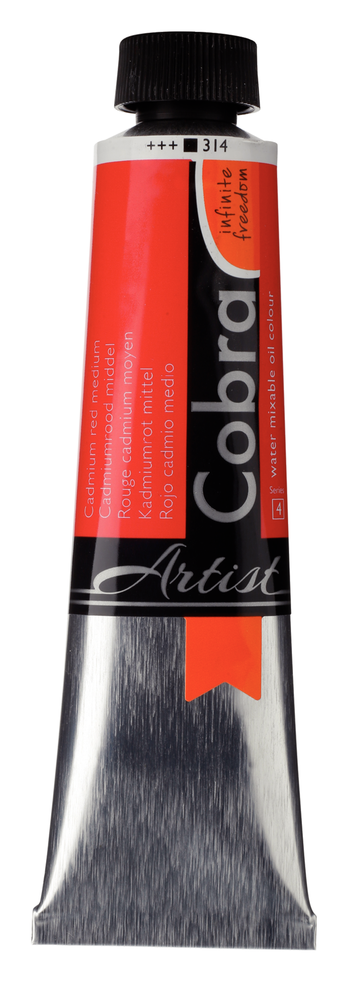 Cobra Artist 314 olieverf tube 40ml - cadmium rood middel water vermengbaar