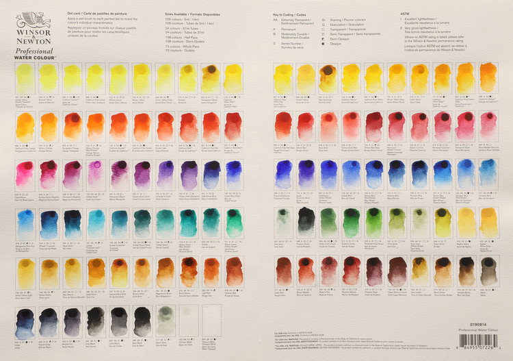 Winsor & Newton dot card (109 kleuren)