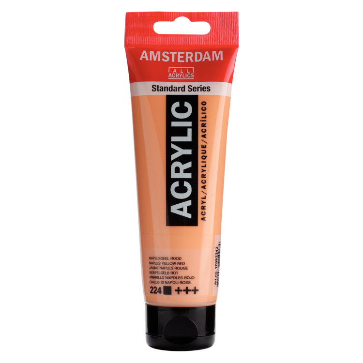 Amsterdam 224 acrylverf tube 120ml - Napelsgeel rood