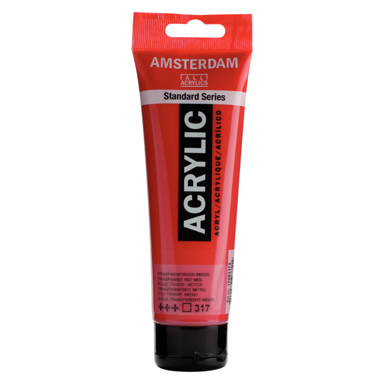 Amsterdam 317 acrylverf tube 120ml - transparant rood middel