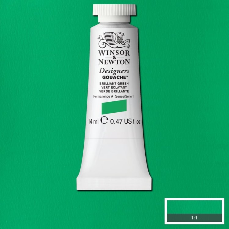 Winsor & Newton 046 gouache tube 14ml - brilliant green