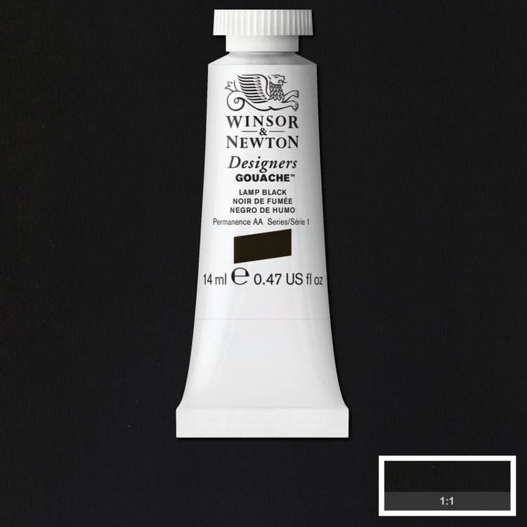 Winsor & Newton 337 gouache tube 14ml - lamp black