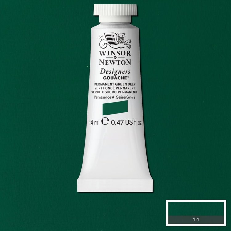 Winsor & Newton 482 gouache tube 14ml - permanent green deep