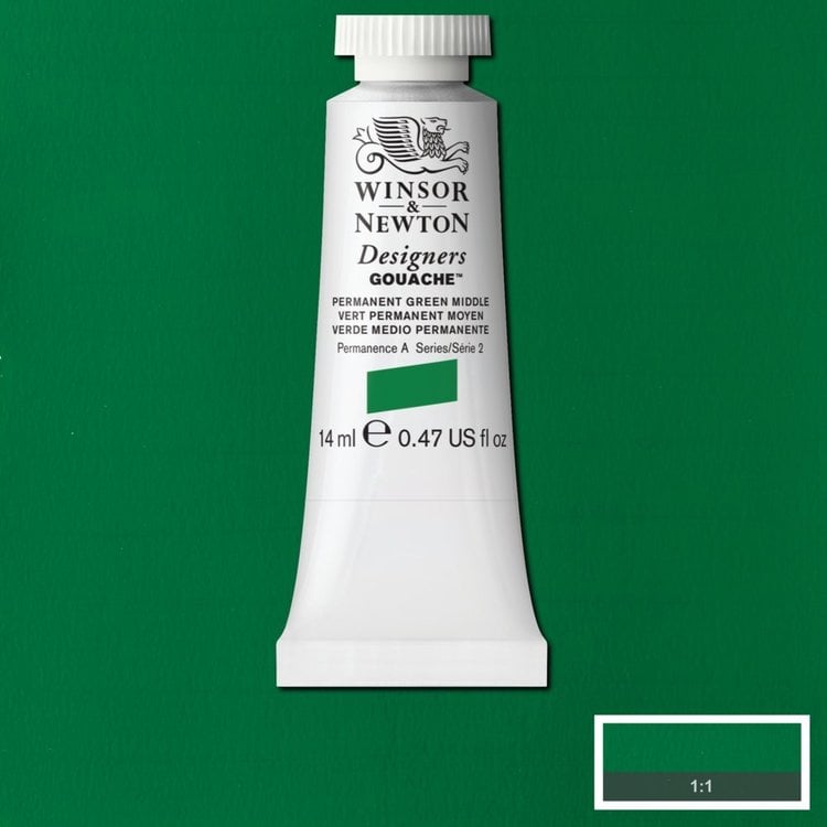 Winsor & Newton 484 Designer's gouache 14ml - perm green mid