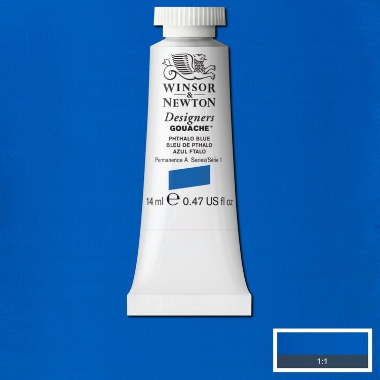 Winsor & Newton 514 gouache tube 14ml - phthalo blue