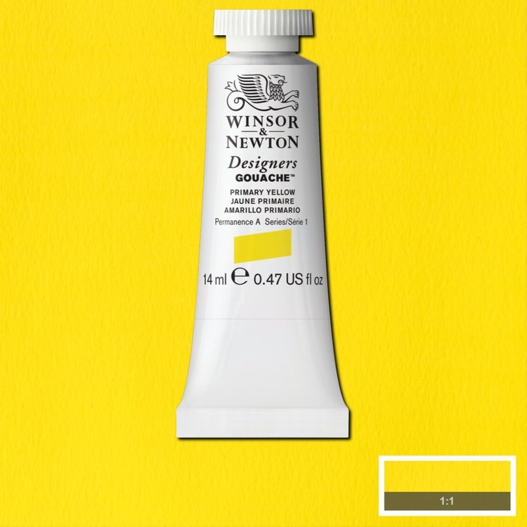 Winsor & Newton 527 gouache tube 14ml - primary yellow