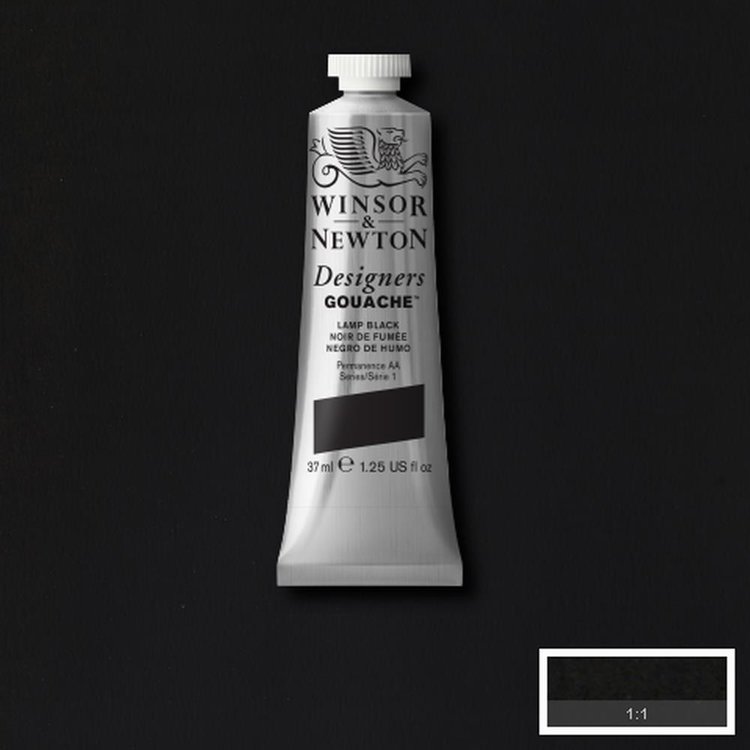 Winsor & Newton 337 gouache tube 37ml - lamp black