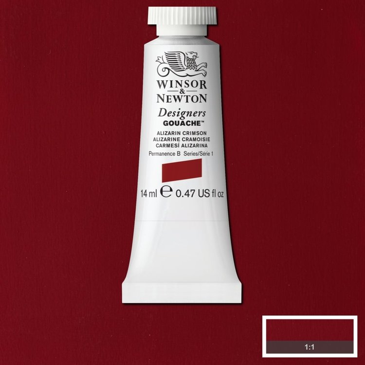 Winsor & Newton 004 gouache tube 14ml - alizarin crimson