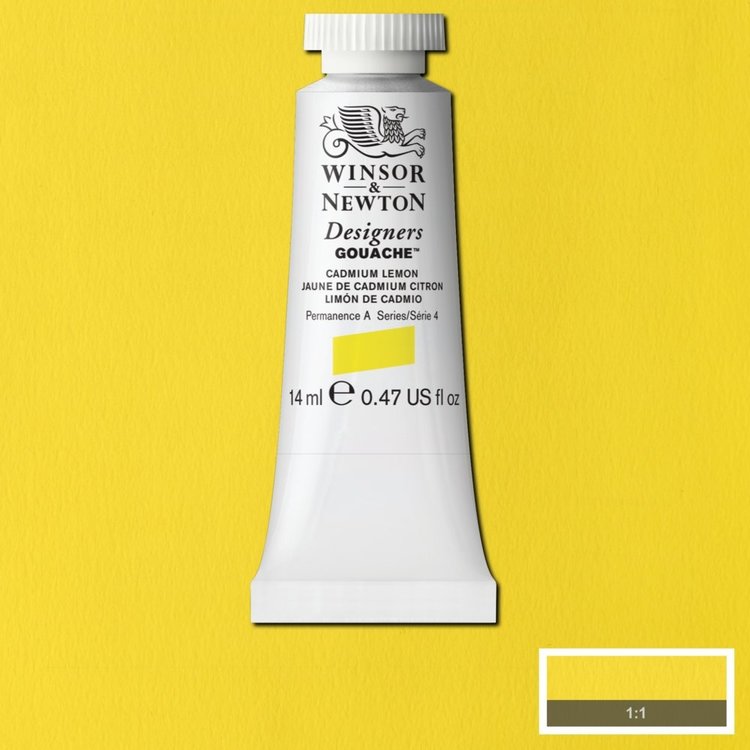 Winsor & Newton 086 gouache tube 14ml - cadmium lemon