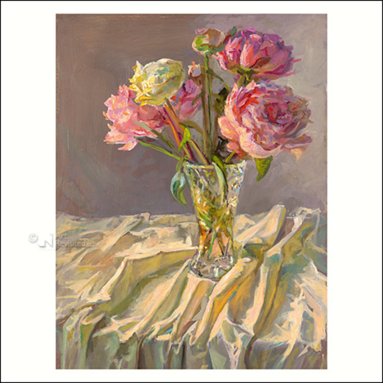 Art Revisited kunstkaart Keimpe van der Kooi - de laatst bloeiende pioenrozen