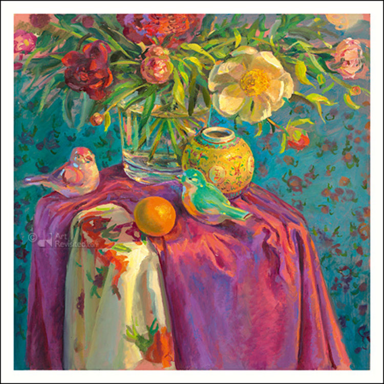 Art Revisited kunstkaart Keimpe van der Kooi - de bloemen en de vogels