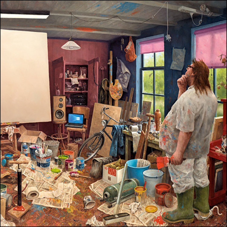 Art Revisited kunstkaart Marius van Dokkum - wachten op inspiratie