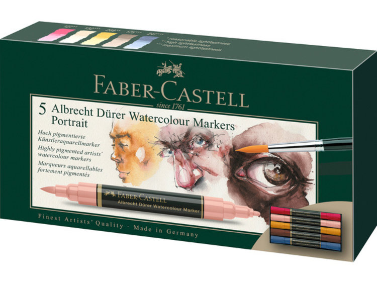 Faber Castell portrait - set watercolour markers 5 stuks