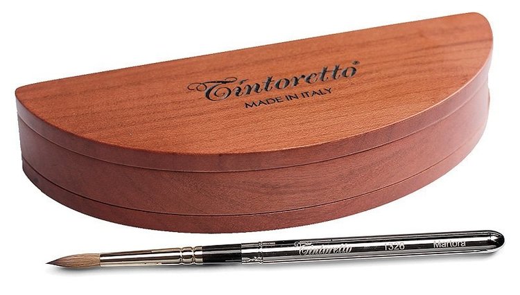 Tintoretto kersenhouten aquarel kistje met reispenselen