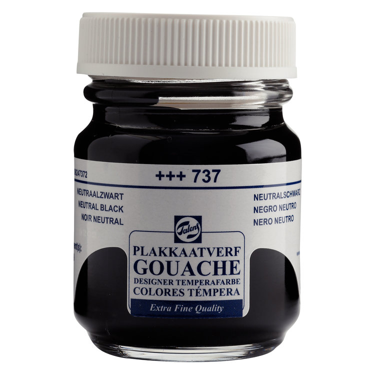 Talens gouache (plakkaat) 727 neutraal zwart potje 50ml