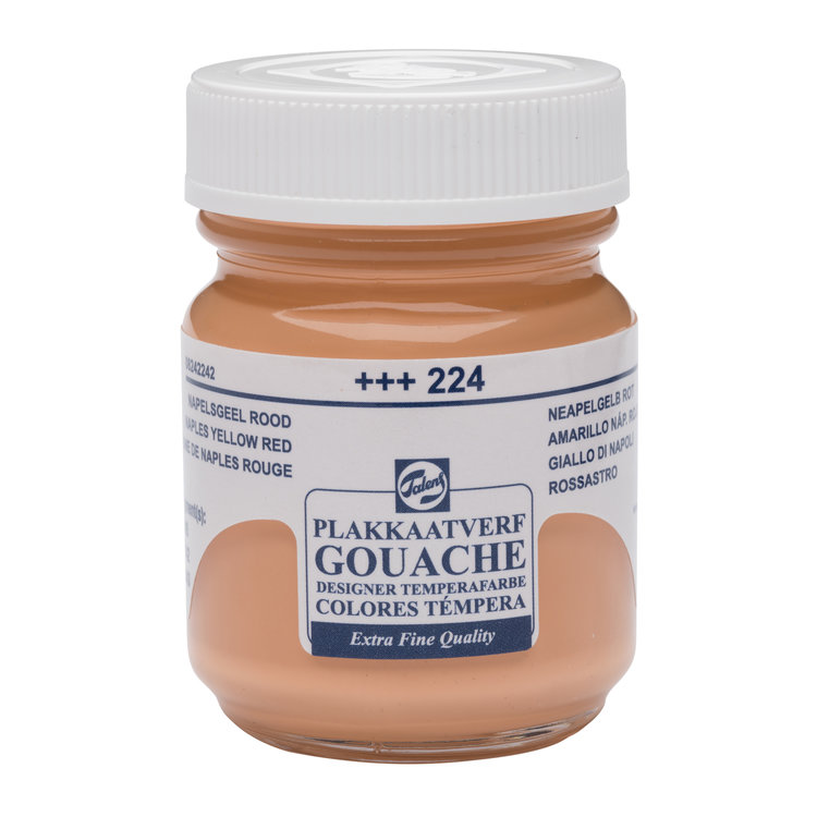 Talens gouache (plakkaat) 224 napelsgeel (rd) potje 50ml