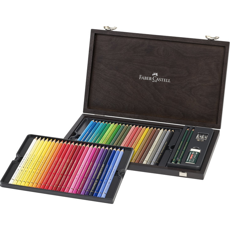Faber Castell Polychromos houten kist met 48 kleurpotloden