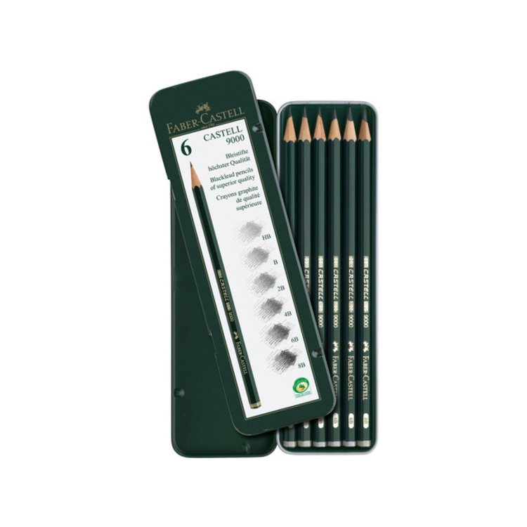 Faber Castell grafietpotloden Castell 9000 basis set - 6 delig
