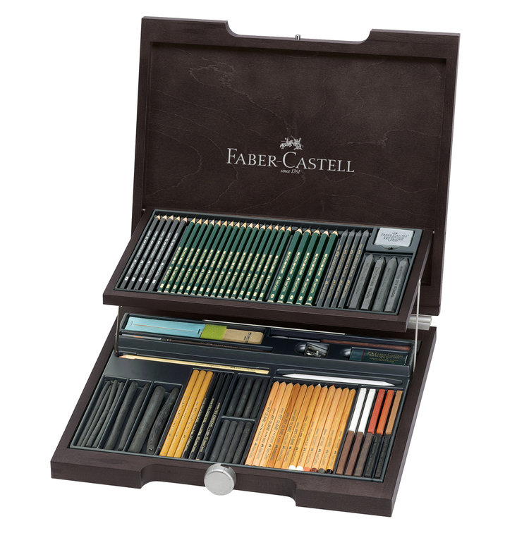 Faber Castell Pitt monochrome 86-delig in houten kist