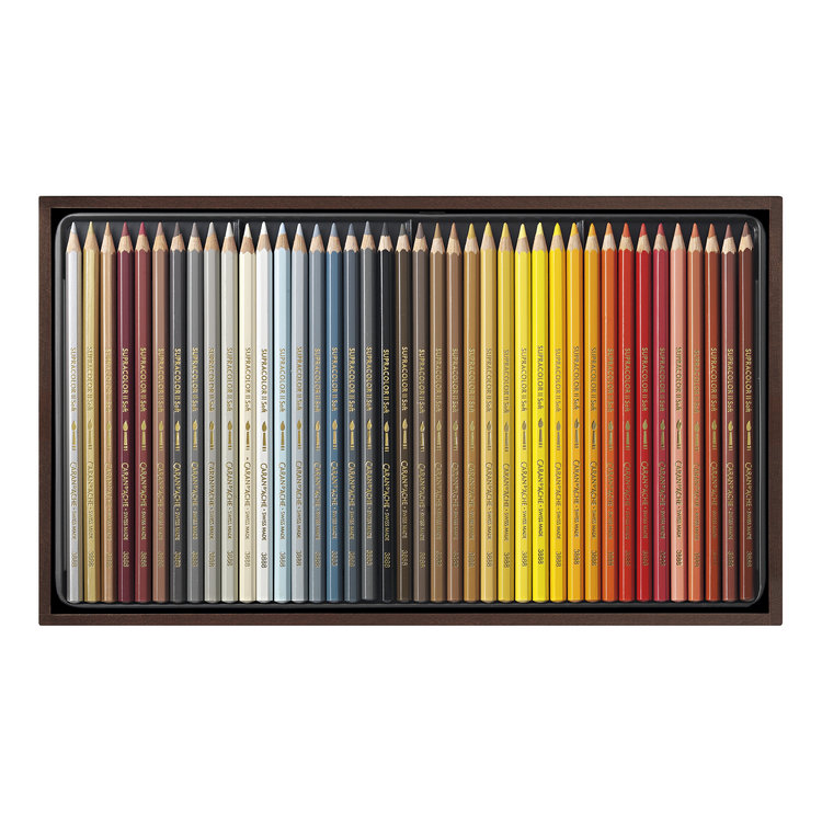 Caran d'Ache SupraColor soft aquarelpotloden 80 stuks in houten kist