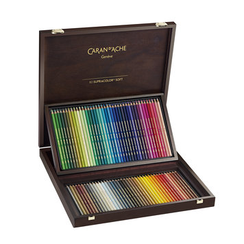 Caran d'Ache houten kist met aquarelpotloden (80)