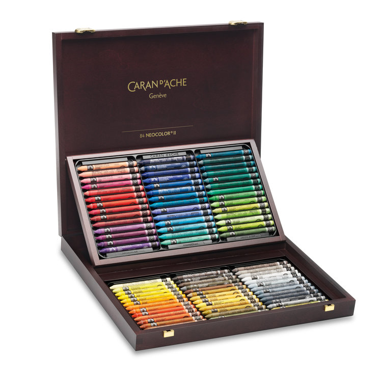 Caran d'Ache Neocolor II waspastels (wateroplosbaar) 84 stuks in houten kist