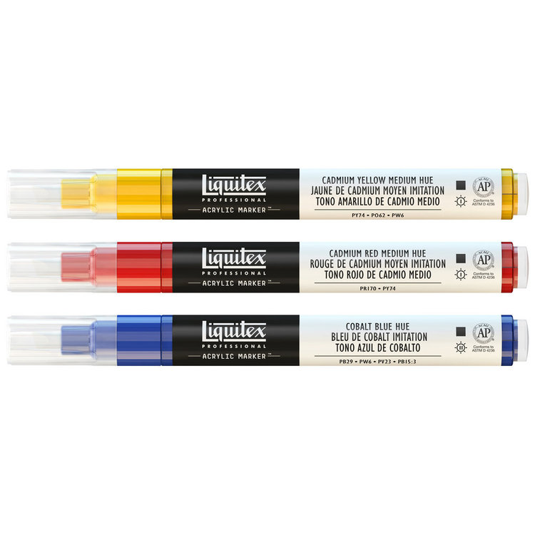 Liquitex acrylmarkers - verfmarkers 3x fine primair set