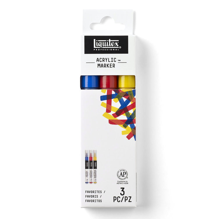 Liquitex acrylmarkers - verfmarkers 3x fine primair set