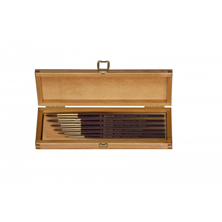 Escoda Reserva 6 Kolinsky penselen in houten kist