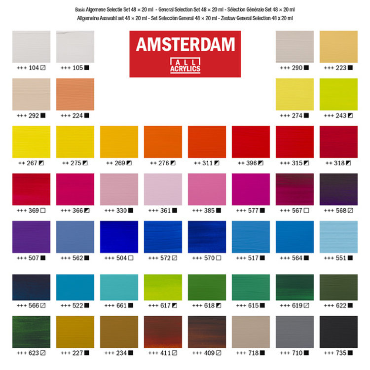 Amsterdam general selection 48 tubes acrylverf  20ml