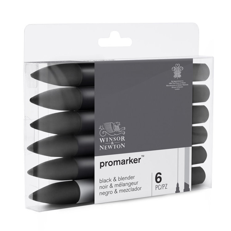 Winsor & Newton 6 Promarkers black & blender