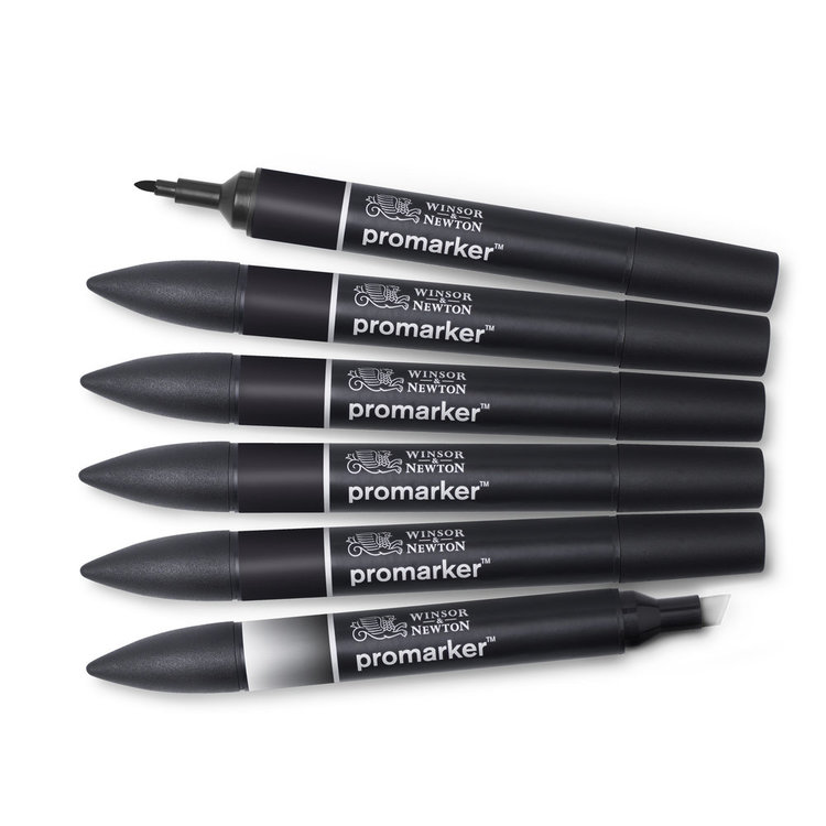 Winsor & Newton 6 Promarkers black & blender