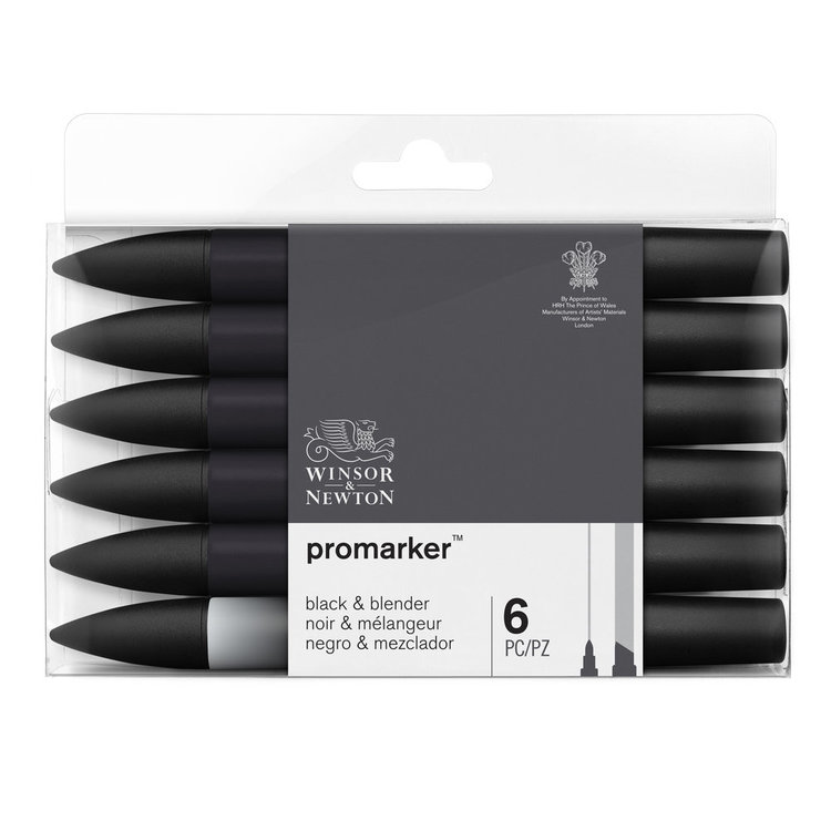 Winsor & Newton 6 Promarkers black & blender