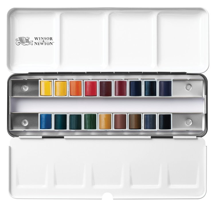 Winsor & Newton aquarelverf PRO blik met 18 napjes