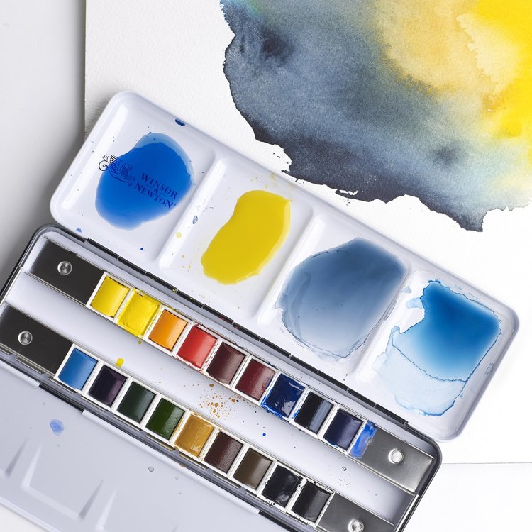 Winsor & Newton aquarelverf PRO blik met 18 napjes