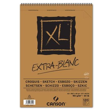 Canson XL Extra Blanc tekenpapier A3 spiraal gebonden