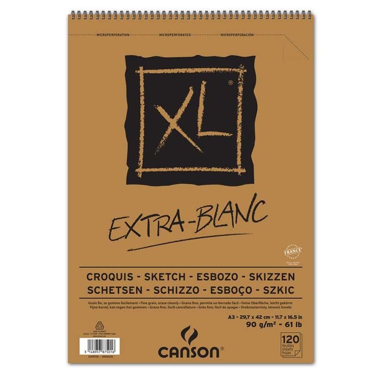 Canson XL Extra Blanc tekenpapier spiraal gebonden