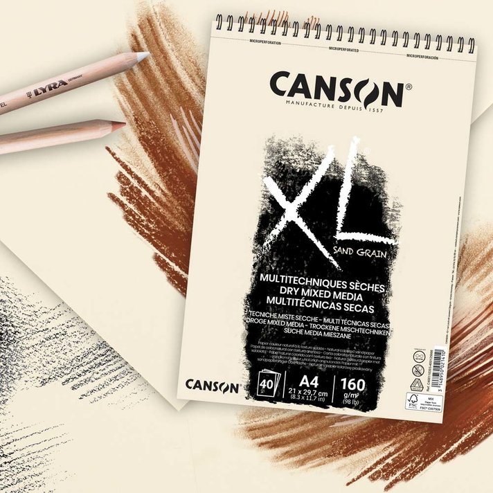 Album Canson XL Sand Grain Multitecnicas secas 40h 160g A3 29.7X42 cm.