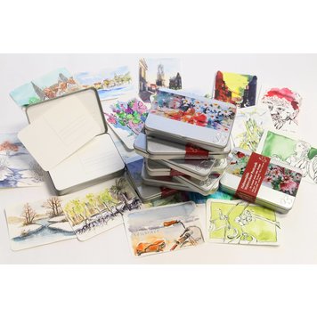 Hahnemühle aquarel 30 postkaarten in blik
