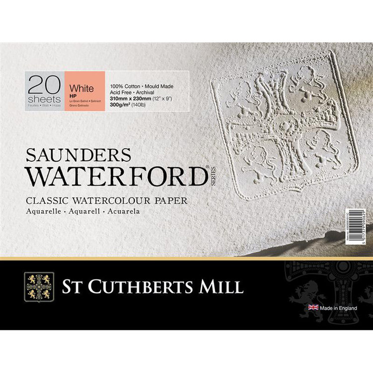 Saunders Waterford (St. Cuthberts Mill) blok aquarelpapier (naturel) white cold pressed (CP not), hot pressed en rough