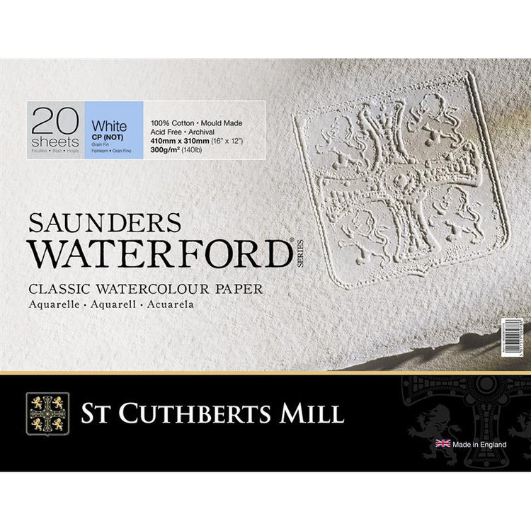 Saunders Waterford (St. Cuthberts Mill) blok aquarelpapier (naturel) white cold pressed (CP not), hot pressed en rough