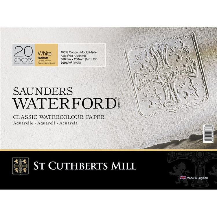 Saunders Waterford (St. Cuthberts Mill) blok aquarelpapier (naturel) white cold pressed (CP not), hot pressed en rough