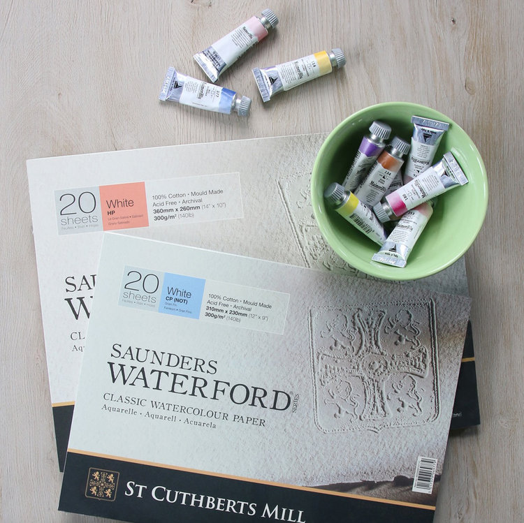 Saunders Waterford (St. Cuthberts Mill) blok aquarelpapier (naturel) white cold pressed (CP not), hot pressed en rough