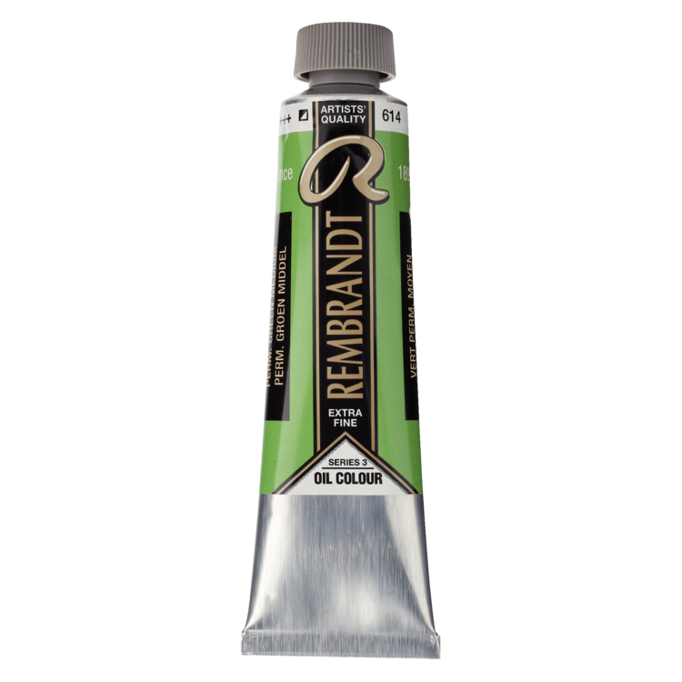 Rembrandt 614 olieverf tube 40ml - permanent groen middel