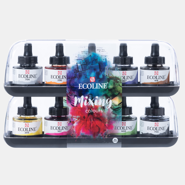 Talens Ecoline mixing set 10 flesjes 30ml met pipet
