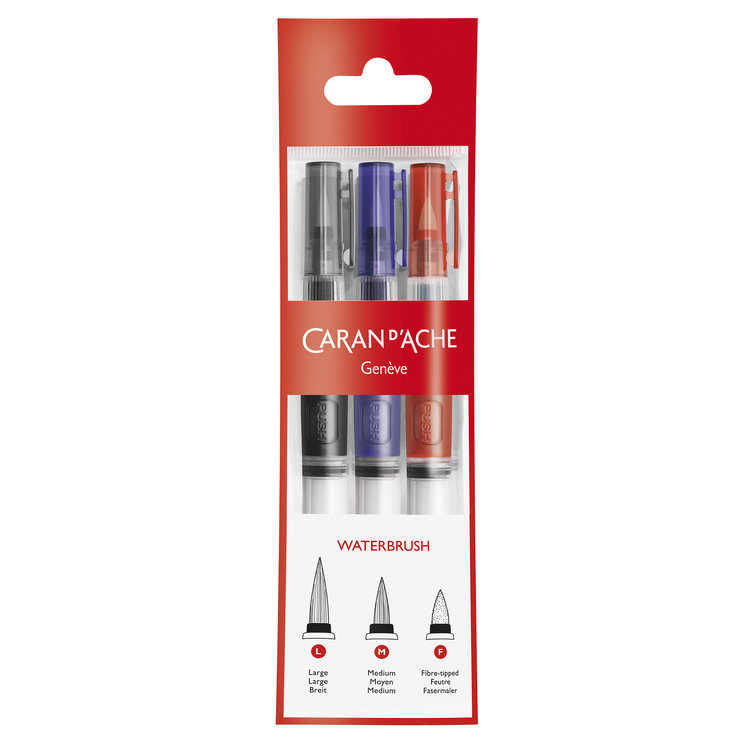 Caran d'Ache penselen met waterreservoir 3 stuks